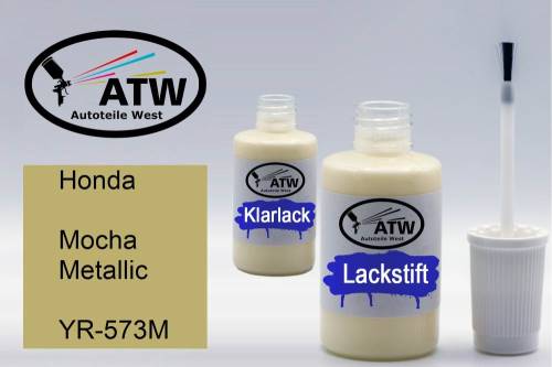 Honda, Mocha Metallic, YR-573M: 20ml Lackstift + 20ml Klarlack - Set, von ATW Autoteile West.